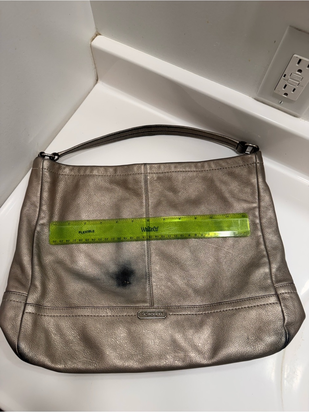 Rehab or Project Metallic Pewter Leather Coach Hobo Shoulder Bag - Women